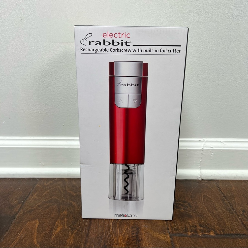 BRAND NEW | Electric Rabbit Rechargeable Corkscrew w/ Built-In Foil Cutter (RED)